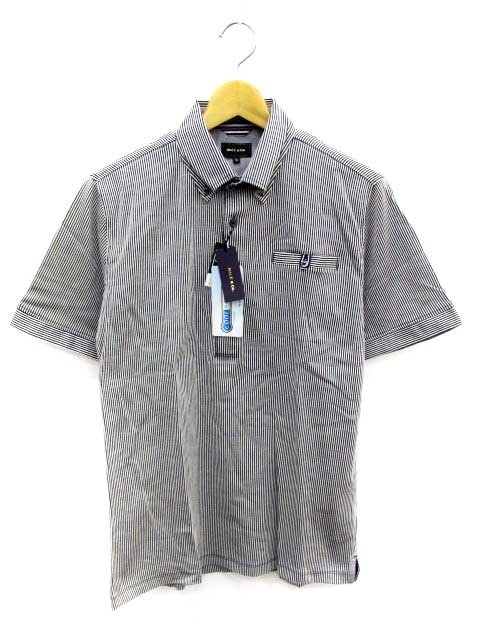 ∞【未使用】MALE&Co. メイルアンドコー シャツ カジュアル ボタンダウン ストライプ 半袖 L 紺 ネイビー メンズ □G8