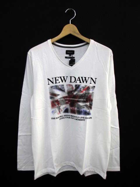 ∞【未使用】MALE&Co. メイルアンドコー Tシャツ カットソー Vネック 長袖 L 白 ホワイト メンズ □G8