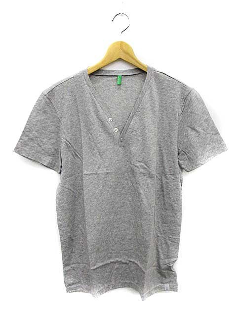 ∞【美品】ユナイテッド カラーズ オブ ベネトン UNITED COLORS OF BENETTON Tシャツ カットソー コットン 半袖 L/G グレー メンズ □G8