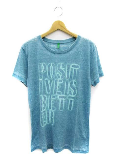 ∞【中古/美品】UNITED COLORS OF BENETTON ベネトン Tシャツ カットソー 半袖 L/G 青 ブルー メンズ □G8
