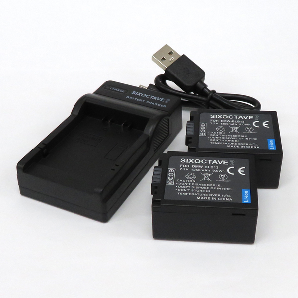 DMW-BLB13　互換バッテリー　2個と 互換充電器（USB充電式）1個　　Panasonic　パナソニック　DMC-GF1　DMC-GH1　DMC-G2　DMC-G1