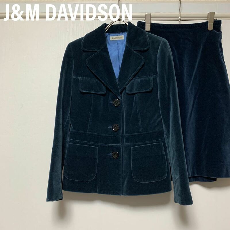 J&M DAVIDSON セットアップ　スカートスーツ　ベルベット地　日本製