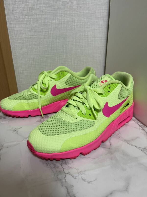 NIKE ナイキ　エアマックス90 Nike Air Max 90 GS Ghost Green Pink Flash エアマックス　蛍光　グリーン　ピンク　希少　レア　24.5