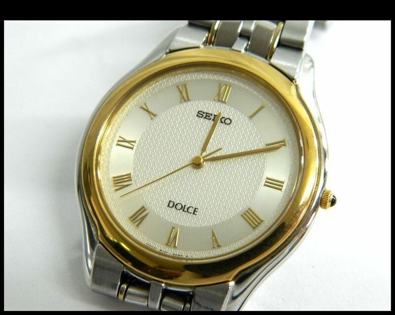 動作品 SEIKO DOLCE メンズ 腕時計 クォーツ 8J41-6030 3針 ゴールド 金色 シルバー SS GP 男性用時計 セイコー ドルチェ 中古 USED品