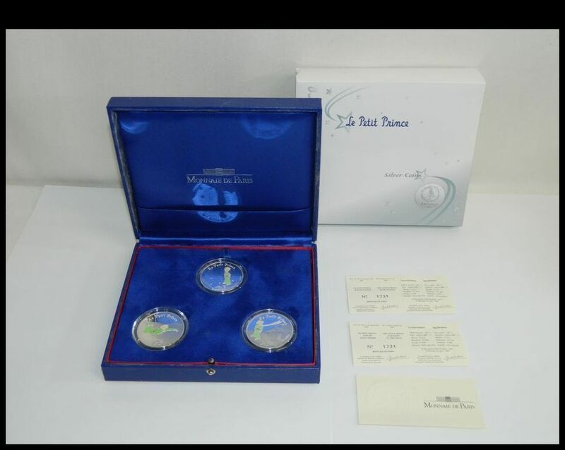 MONNAIE DE PARIS 2007年 星の王子さま 銀貨3種セット シルバー 60周年記念コイン モネドパリ プルーフ記念銀貨 3枚セット 元ケース付 中古