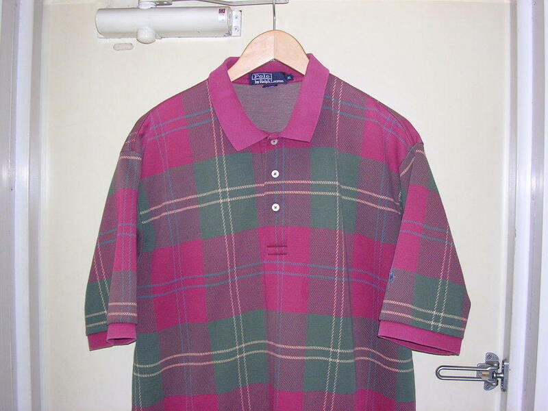 レア 90s USA製 ラルフローレン 袖ロゴ ポロシャツ XL チェック vintage old BIG POLO The Big Shirt ビッグポロ