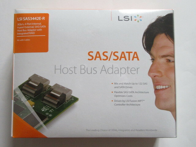 新品★LSI Logic★PCI Exp対応 8ポート(内部4/外部4) SAS/SATA ホストバスアダプター★SAS3442E-R-KIT