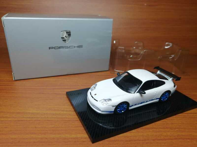 Porsche特注☆彡1/43 ポルシェ 911 GT3RS 996 ホワイト/ブルー ③☆★美品