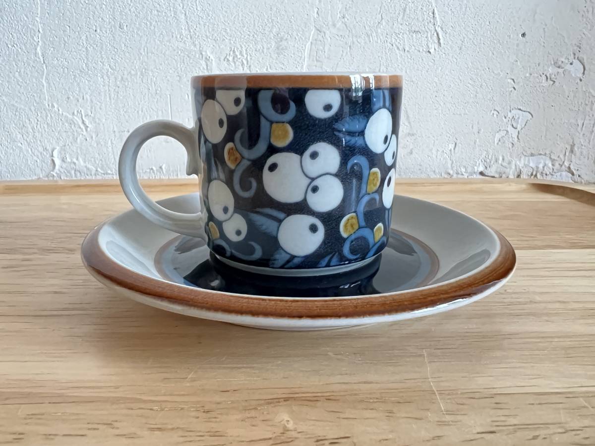美品　ARABIA タイカ　コーヒーカップ＆ソーサー　１客/Taika/フィンランド/ブルーベリー/北欧/287-５
