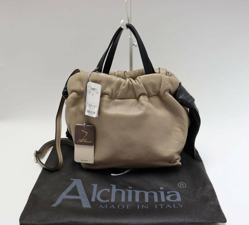 定価39,600円 新品 Alchimia アルキミア シープレザー 2WAY 巾着バッグトートバッグ イタリア製