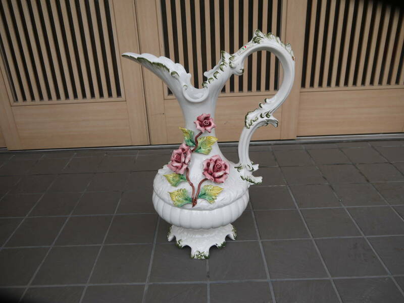 【2Ma17 KU】Demain ドマン イタリア製 花瓶 陶花 陶器 高さ約57cm インテリア 置物 オブジェ 中古
