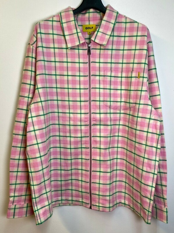 ☆GOLF WANG ゴルフ ワン☆ ZIP PLAID FLANNEL ジップアップ フランネル シャツ ピンク