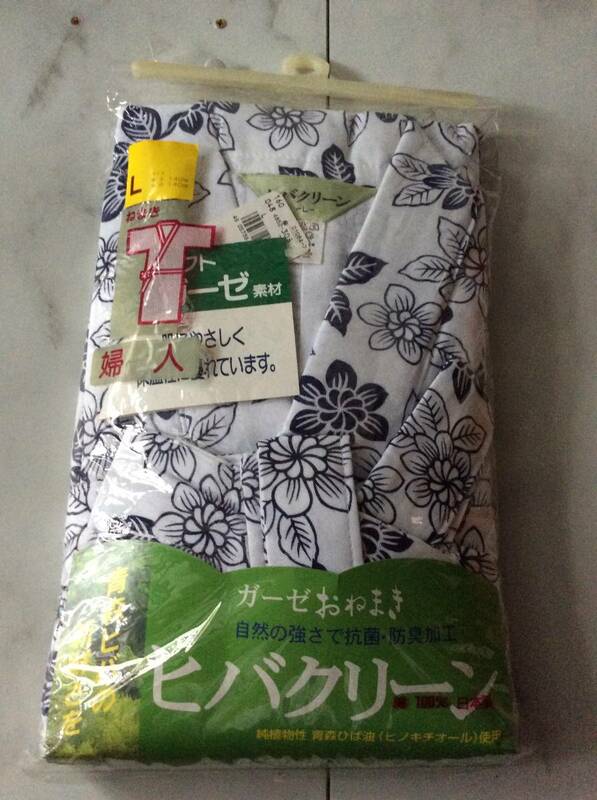 長期保管品 ヒバグリーン 未使用 ねまき おねまき 寝間着 寝巻き 寝巻 婦人用 L ガーゼ 綿100% 日本製