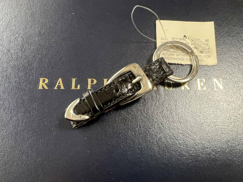 新品タグ付【廃番/入手困難】センス抜群◎OLD RALPH LAUREN アメリカ製 極上クロコダイル&シルバー ホールマーク 最高級キーホルダー★RRL