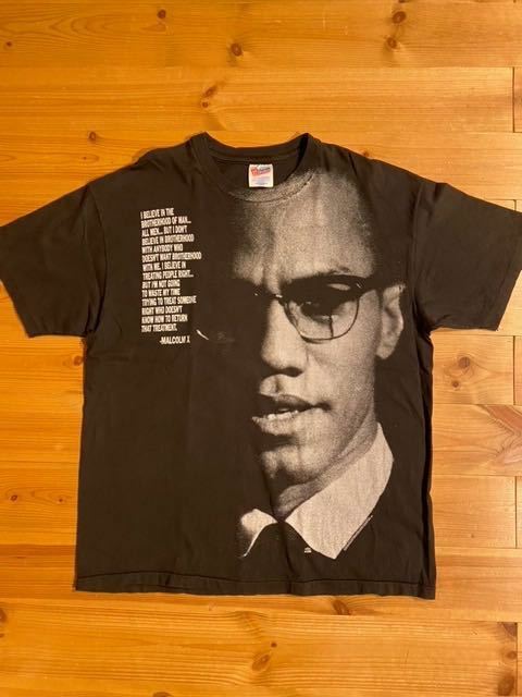 90's Hanes/ヘインズ Malcolm X/マルコムエックスキング Vintage S/S T-Shirt / 黒人 偉人 公民権運動 キング牧師 ネルソンマンデラ