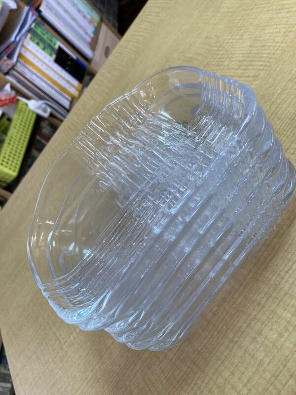 ガラス　変形角皿　６枚セット
