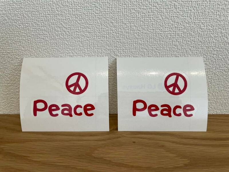 ■□■ peace ピース ☆ 平和 ステッカー シール デコ ■□■ レッド 2シートセット