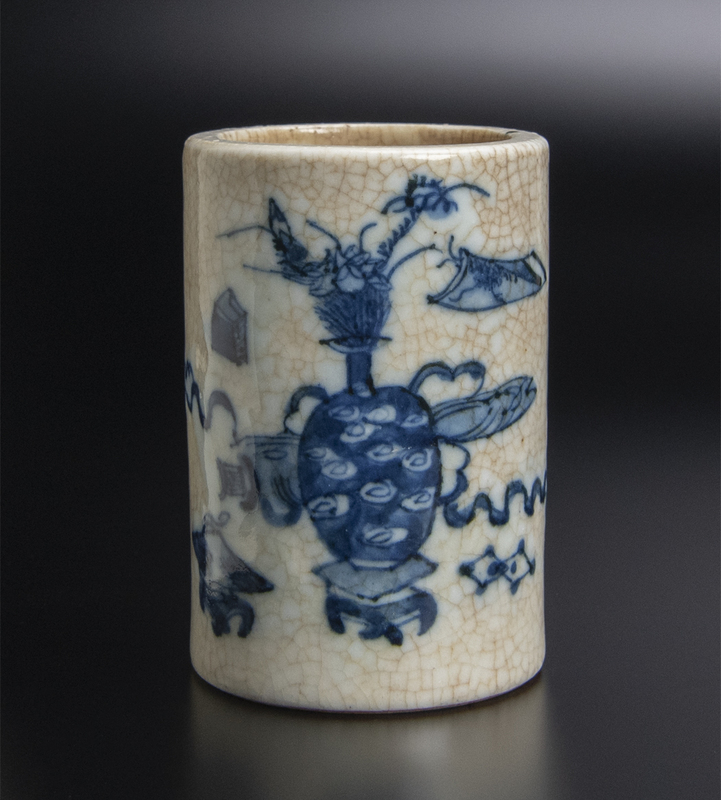 清 青花筆筒 中国 古美術