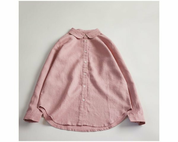 10件送料無料yh c上着1802 ピンク色 フリーサイズ リネン100％ 麻 ゆったりとした ワイシャツ 落ち着くチュニック 通気性抜群 大人可愛
