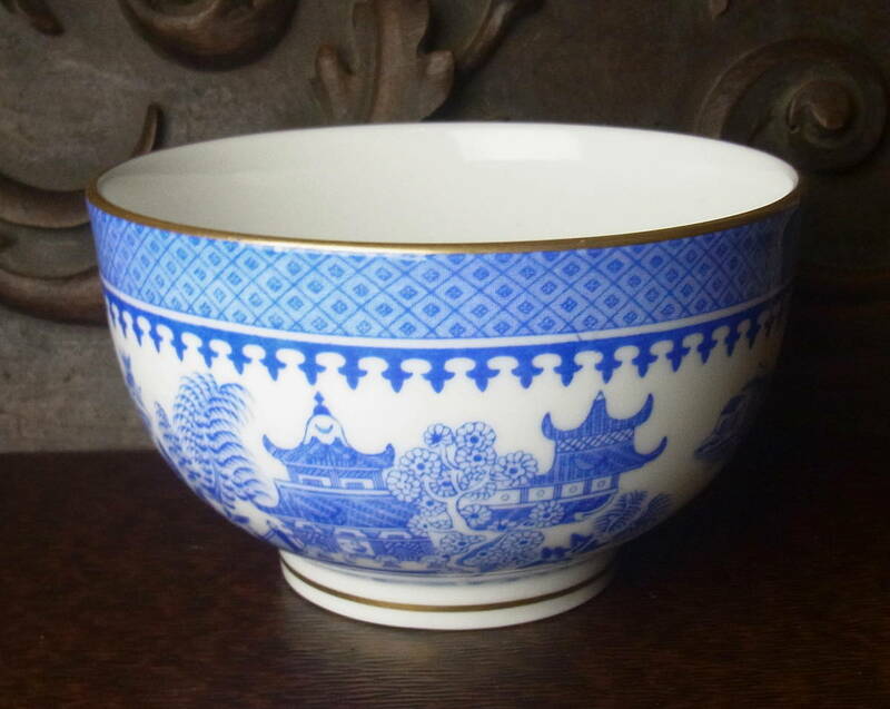 1910年 Royal Worcester ロイヤルウースター カフェオレボウル スープ椀 東洋趣味 Blue Pagoda ブルーパゴダ シノアズリ 英国アンティーク