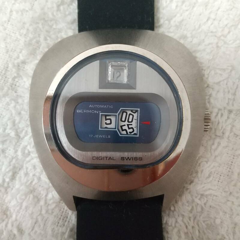 ベルモン 自動巻き スイス製 メカデジ 腕時計