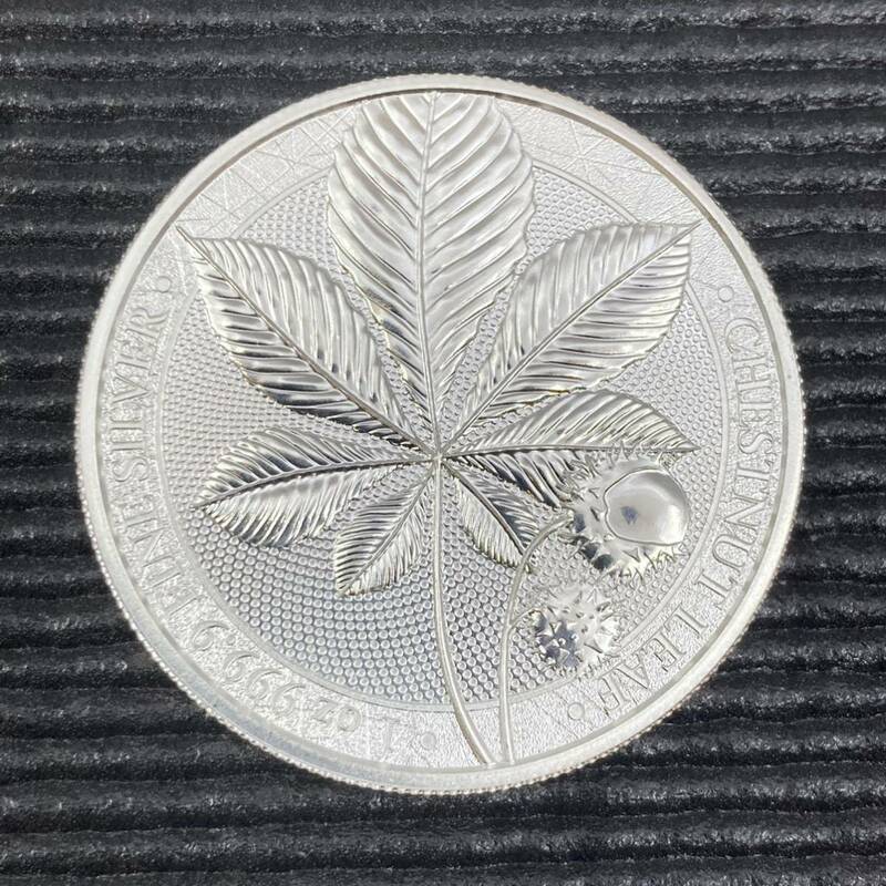 K05025 ドイツ造幣局発行 CHESTNUT LEAF 5 mark 1 oz 9999 fine silver 2021 