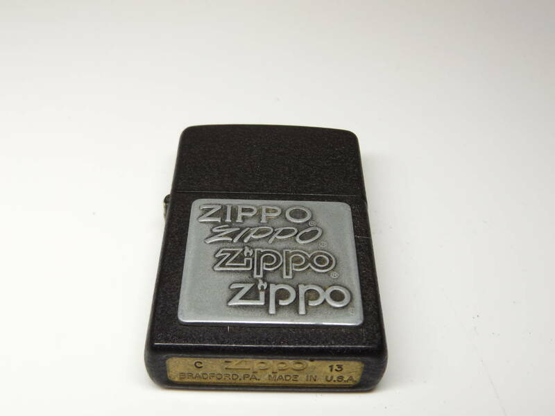 Zippo　ブラッククラックル　メタル　ロゴ　2013