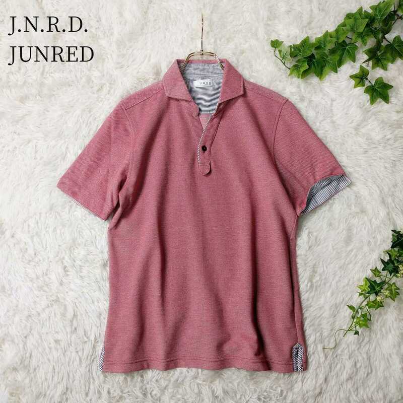 J.N.R.D. JUNRED ジュンレッド 半袖ポロシャツ 半袖シャツ くすみピンク ボーダー柄 サイズ1 Sサイズ Mサイズ メンズ 古着