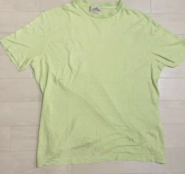 イタリア製　エルメス リネン 麻　半袖　Tシャツ　ニット カットソー　S イエロー系