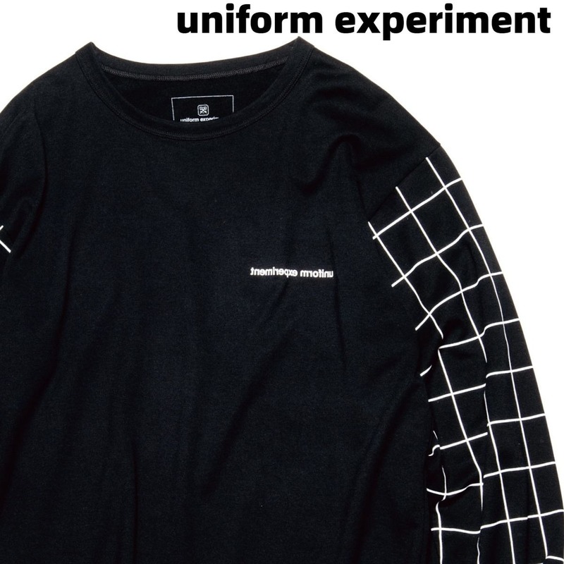 4 新品【uniform experiment L/S GRAPH CHECK CUT&SEWN UE-200011 BLACK ユニフォームエクスペリメント カットソー ロンTシャツ】