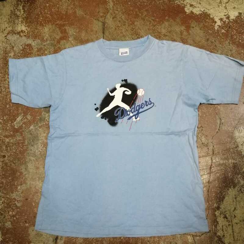 野茂英雄　アクエリアス　aquarius　　水色半袖　Tシャツ　majestic L 八d1　2007