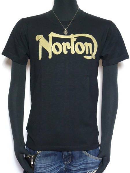 新品 ノートン 42N1018 Norton スラブ染め込みフラッグ Tシャツ トップス 半袖 黒 M メンズ レディース