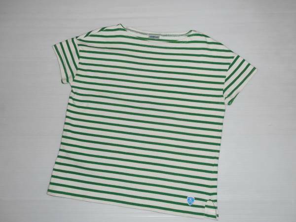 ORCIVAL オーチバル 　ボーダー　カットソー　半袖Tシャツ　緑×白　　F　　　　（３E