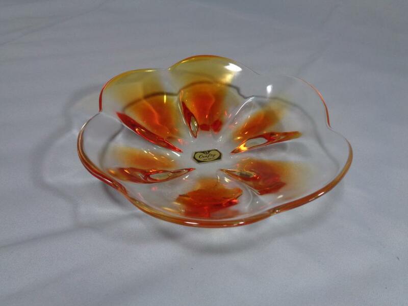 1.大皿　オレンジ　ガラス　昭和レトロ