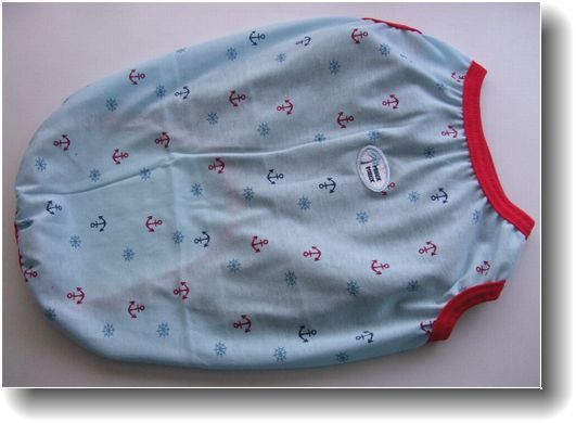 男の子用犬服W80-A-L■Lサイズ■コーギー等中型犬用マリン柄泥除けTシャツ＊水色×紺色ハンドメイド