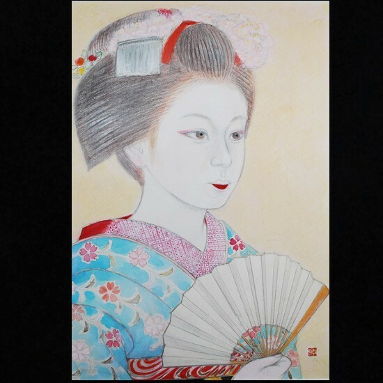 ●1661● 神戸ゆかりの画家！ ◆ 共シール 「舞妓」 ◆ 作 : 野田 松岳