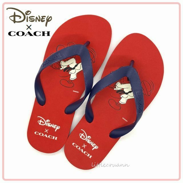 US 6/23.0cm◆日本限定◆Disney×COACH コラボ ビーチサンダル /空手 ミッキーマウス ZAK DISNEY FLIP FLOP G5271 国内正規 (9880)