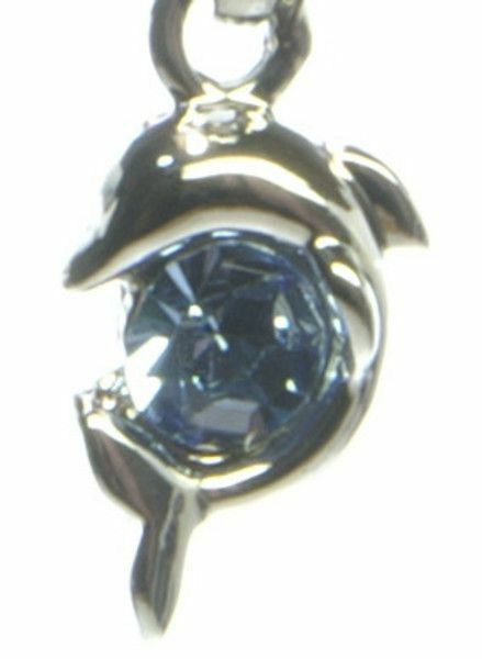 CZダイヤモンド付き イルカ ドルフィン チェーン40cm ネックレス ペンダント アクセサリー ブルー