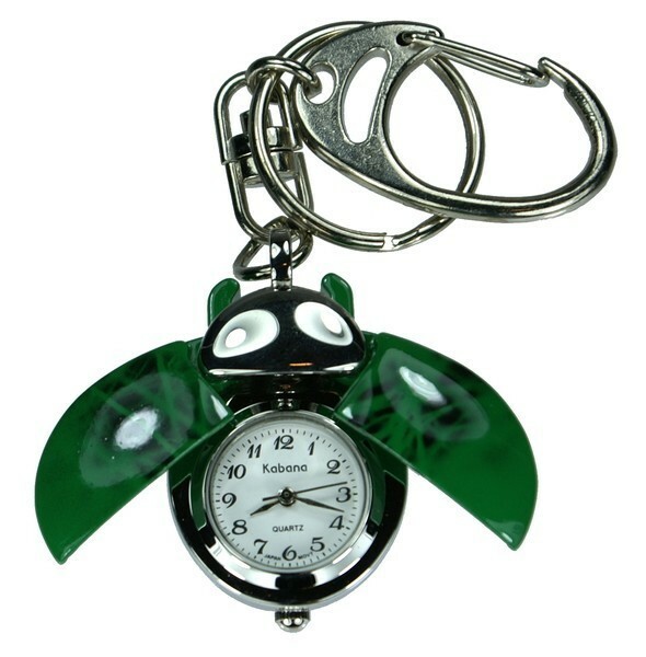 かわいい 可愛い ミニ てんとう虫 小さい 懐中 時計付き キーホルダーウォッチ 緑柄 安い クリックポスト