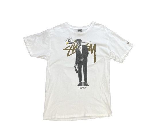 メキシコ製 STUSSY ステューシー YO! MTV RAPS コラボ Tシャツ SLICK RICK スリックリック ホワイト サイズM [tal-0359]