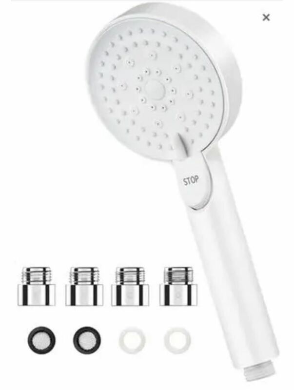 シャワーヘッド 増圧 70%節水5階段モード 止水ボタン 手元ストップ　ホワイト 新品