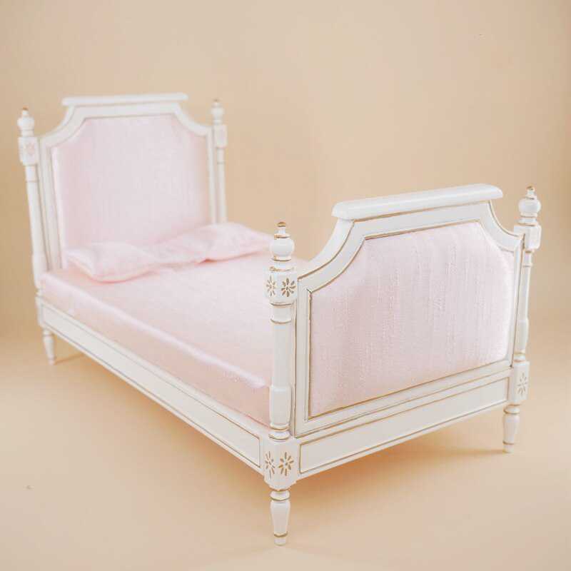 1:6 ミニチュアドールハウス人形アクセサリーシミュレーション家具ゴージャスな 13inc ためのピンクのベッドのためにおもち
