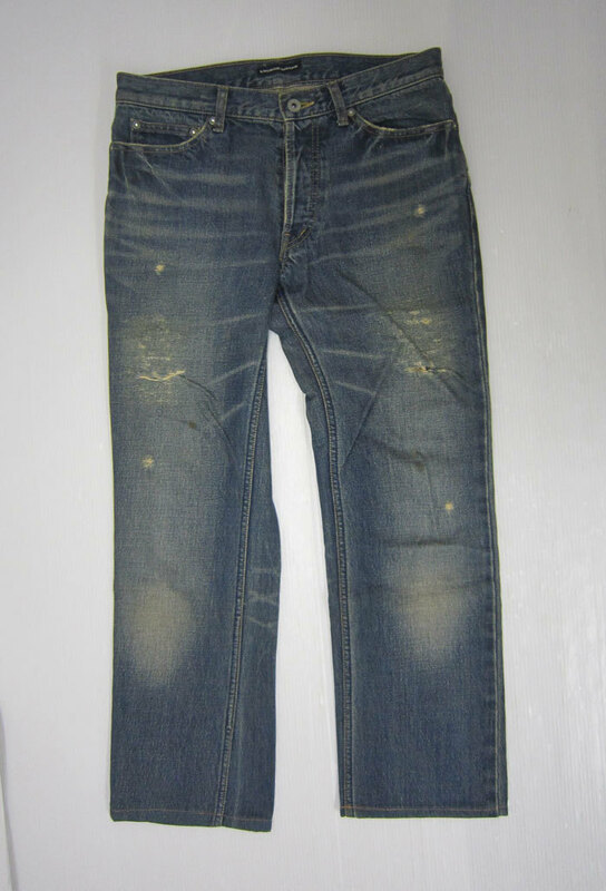 LOUNGE LIZARD ラウンジリザード USED加工 デニムパンツ サイズ3 ボタンフライ ダメージ加工 jeans denim pants