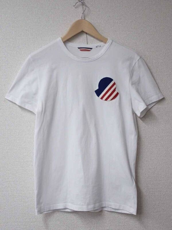 豊20BW3/6K〇MONCLER モンクレール ロゴ Tシャツ M サイズ2 ホワイト 美品〇
