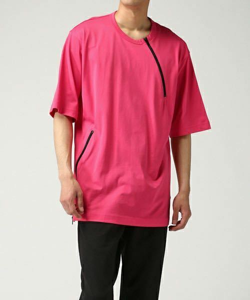 Y-3 半袖Tシャツ ピンク ジップアップ XSサイズ ヨウジヤマモト YOHJI YAMAMOTO ワイスリー Y3 adidas アディダス 半袖カットソー