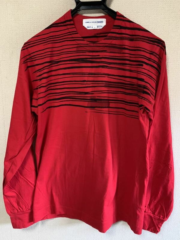 コムデギャルソンシャツ 長袖Tシャツ レッド 赤 ギャルソンシャツ COMME des GARCONS SHIRT コムデギャルソン カットソー ロンT Sサイズ