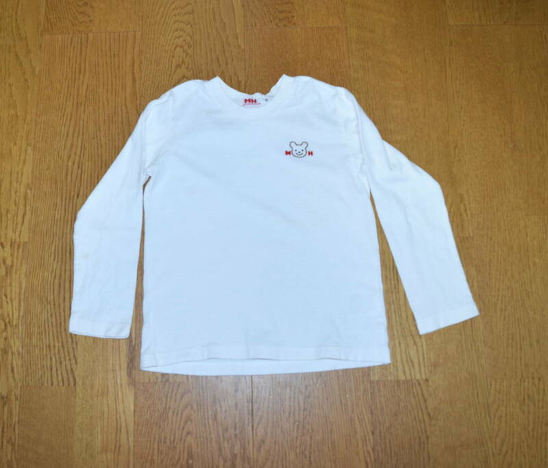 ★ミキハウス【ロンT♪ホワイト】(110)ワンポイントシャツ