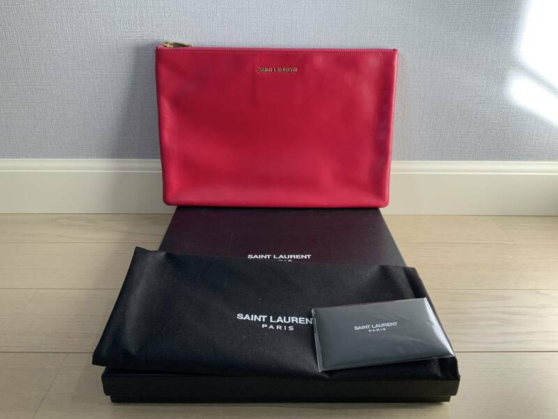 中古クラッチバック・SAINT LAURENT・ピンク・フクシア