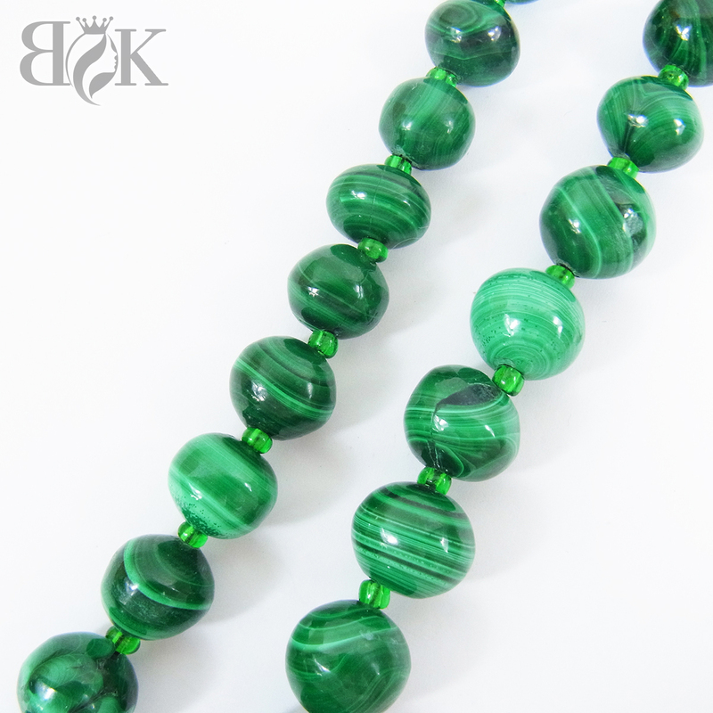 緑石 マーブル ネックレス 114ｇ 長さ：約59.5cm アクセサリー■