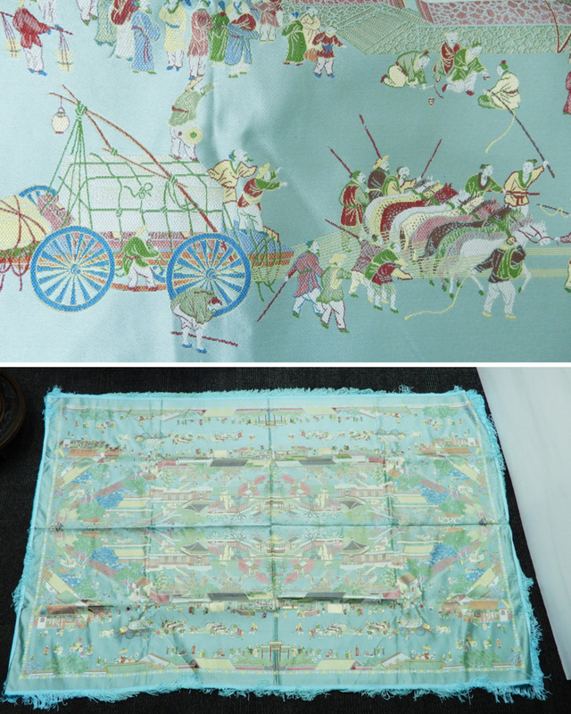 ◆◎2) 中国織綿 テーブルクロス シルク 錦花 絹 中国刺繍 タペストリー 中国伝統工芸 毯 敷物